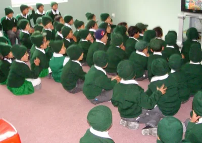 Children in the audio visual room at Bunjonsa Valley Public School